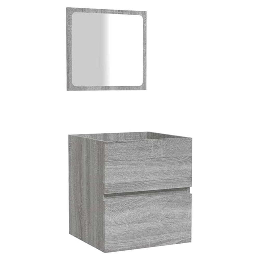 Vidaxl vidXL Kúpeľňová skrinka so zrkadlom sivá sonoma spracované drevo